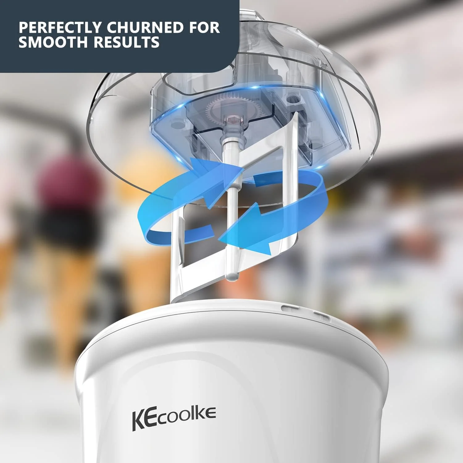 دستگاه بستنی ساز KECOOLKE، هدیه قدردانی از معلم، دستگاه بستنی برقی خانگی با ظرفیت 1.5 کوارت، ماست یخ زده، سوربت و ژلاتو