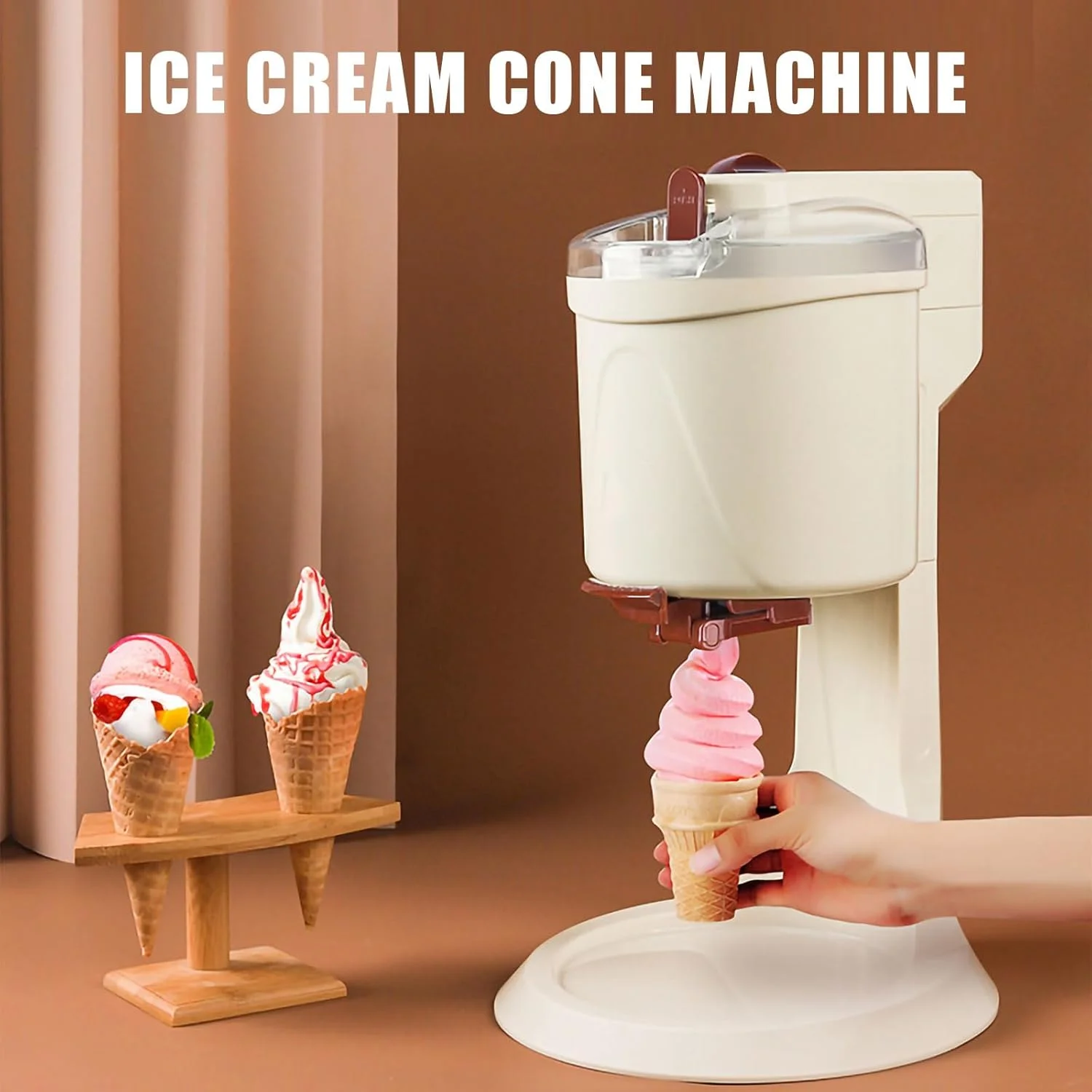 دستگاه بستنی ساز نرم KEPFITESE، آشپزخانه خانگی DIY، تولید سریع 10 دقیقه ای، دستگاه بستنی ساز میوه ای نرم، برای تهیه بستنی های میوه ای، طعم های مختلف بستنی (سفید، 220 ولت، 1000 میلی لیتر)