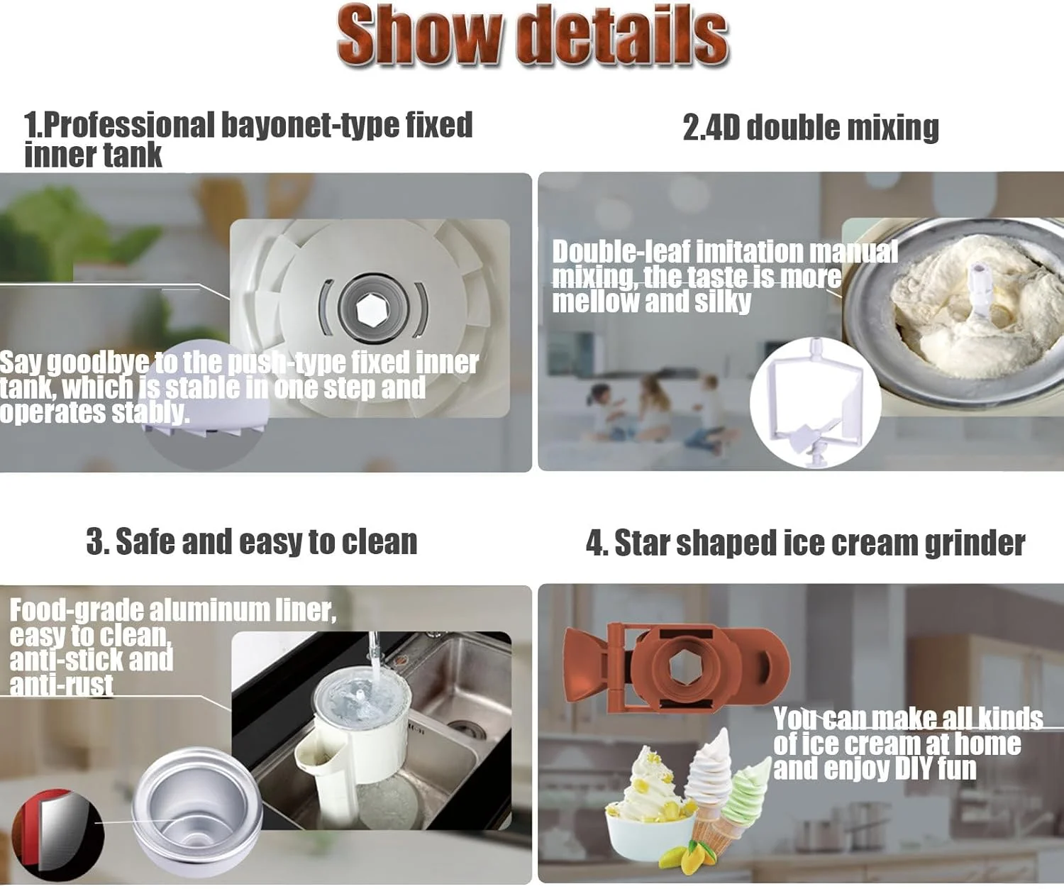 دستگاه بستنی ساز و ماست ساز سریع آشپزخانه، دستگاه بستنی ساز خانگی، دستگاه های بستنی ساز ماست، برای آشپزخانه خانگی سریع، تمیز کردن آسان و صاف برای تهیه سوربت دستگاه بستنی ساز و ماست ساز سریع آشپزخانه، دستگاه بستنی ساز خانگی، دستگاه های بستنی ساز ماست، برای آشپزخانه خانگی سریع، تمیز کردن آسان و صاف برای تهیه سوربت