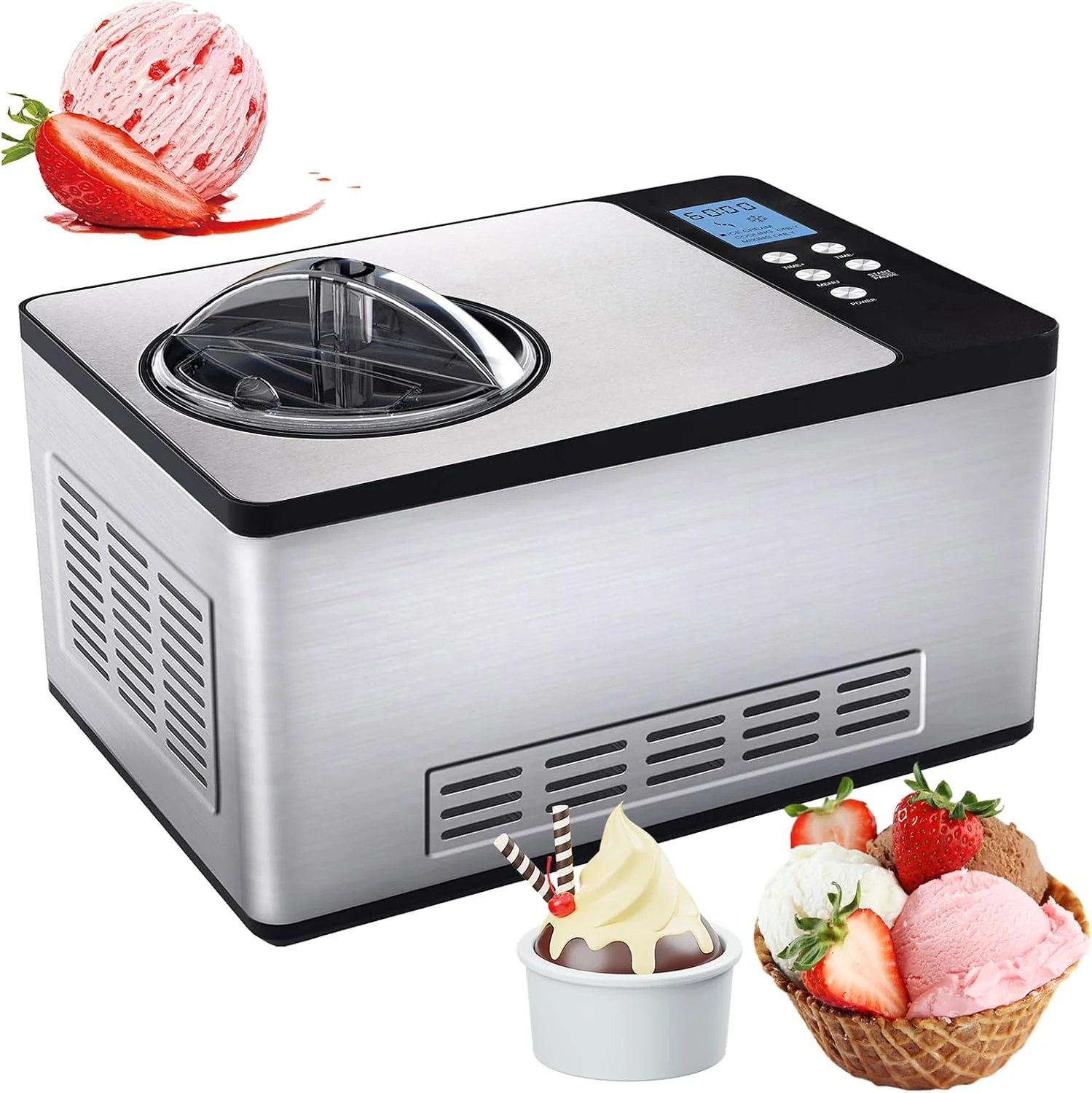 دستگاه بستنی ساز کمپرسوری HYQNG 1.5 لیتری، دستگاه بستنی ساز اتوماتیک خانگی با نمایشگر LCD، دستگاه بستنی ساز با کمپرسور، دستگاه خنک کننده، برای کودکان، خانه، تعطیلات دستگاه بستنی ساز کمپرسوری HYQNG 1.5 لیتری، دستگاه بستنی ساز اتوماتیک خانگی با نمایشگر LCD، دستگاه بستنی ساز با کمپرسور، دستگاه خنک کننده، برای کودکان، خانه، تعطیلات