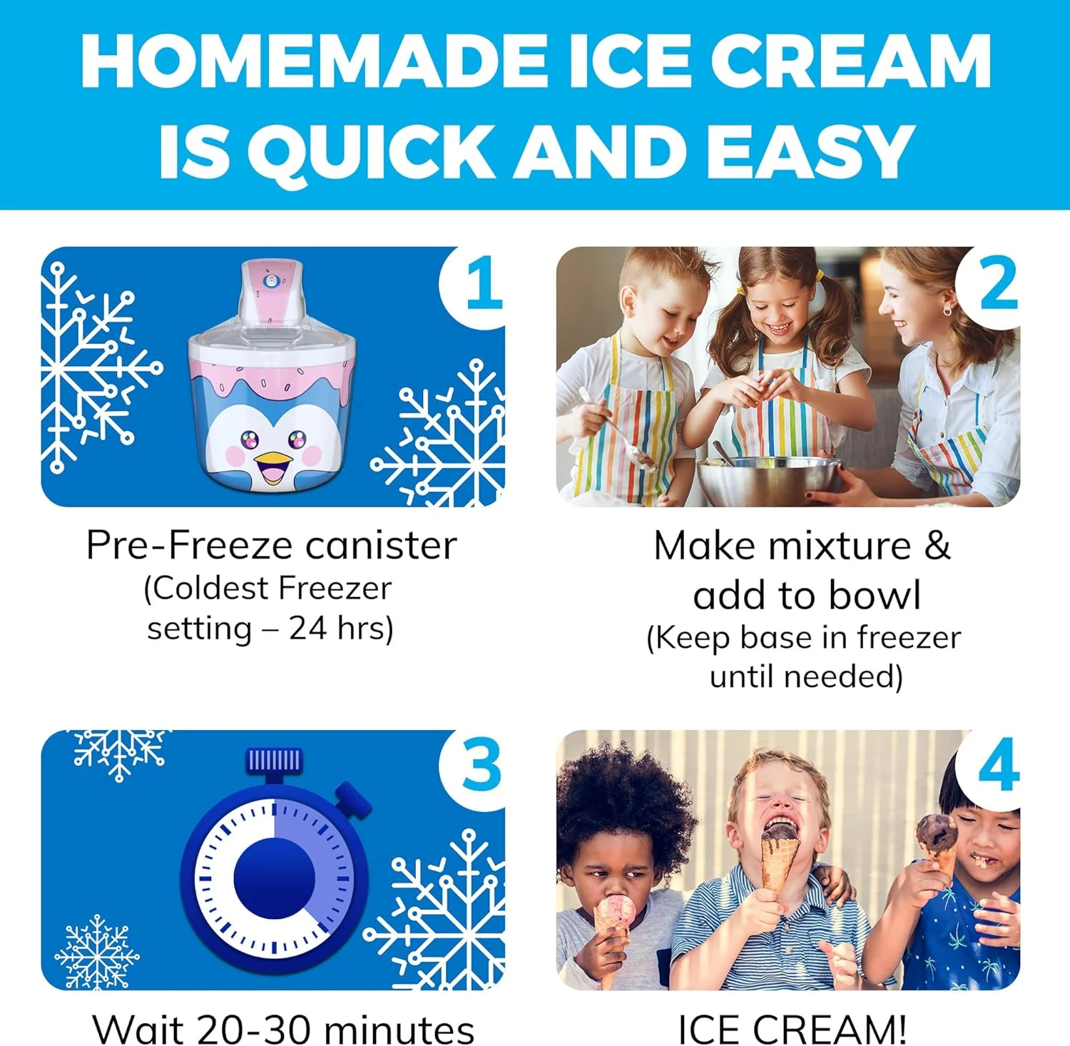 دستگاه بستنی ساز برقی پنگوئنی برای کودکان - 1.2 کوارت، بهترین دستگاه رومیزی برای بستنی خانگی، بستنی نرم، سوربت، ژلاتو، ماست یخ زده - سرگرم کننده و آسان برای خانواده ها دستگاه بستنی ساز برقی پنگوئنی برای کودکان - 1.2 کوارت، بهترین دستگاه رومیزی برای بستنی خانگی، بستنی نرم، سوربت، ژلاتو، ماست یخ زده - سرگرم کننده و آسان برای خانواده ها