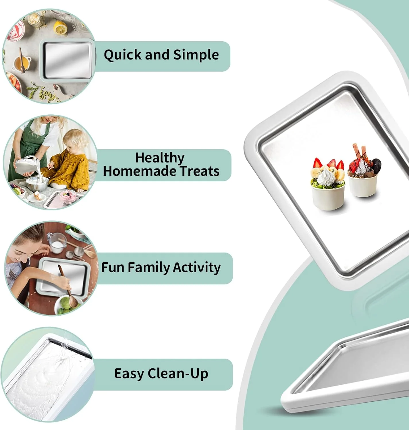 دستگاه بستنی ساز فوری، دستگاه بستنی رولی، صفحه/رول ژلاتو فوری یخ زده، بستنی خانگی DIY برای فعالیت های سرگرم کننده والدین و فرزندان خانواده ها سفید دستگاه بستنی ساز فوری، دستگاه بستنی رولی، صفحه/رول ژلاتو فوری یخ زده، بستنی خانگی DIY برای فعالیت های سرگرم کننده والدین و فرزندان خانواده ها سفید