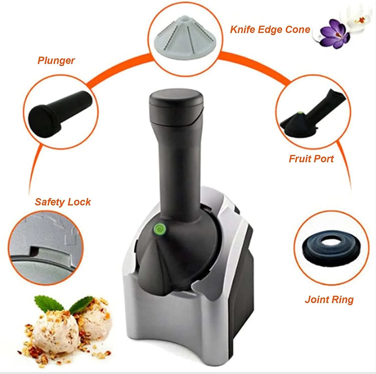 دستگاه بستنی ساز میوه ای یخ زده، شربت ساز نرم و سالم خانگی، اسموتی، ماست یخ زده، بدون BPA، بدون افزودنی و رنگ مصنوعی، دستگاه دسر برای خانه و کودکان دستگاه بستنی ساز میوه ای یخ زده، شربت ساز نرم و سالم خانگی، اسموتی، ماست یخ زده، بدون BPA، بدون افزودنی و رنگ مصنوعی، دستگاه دسر برای خانه و کودکان