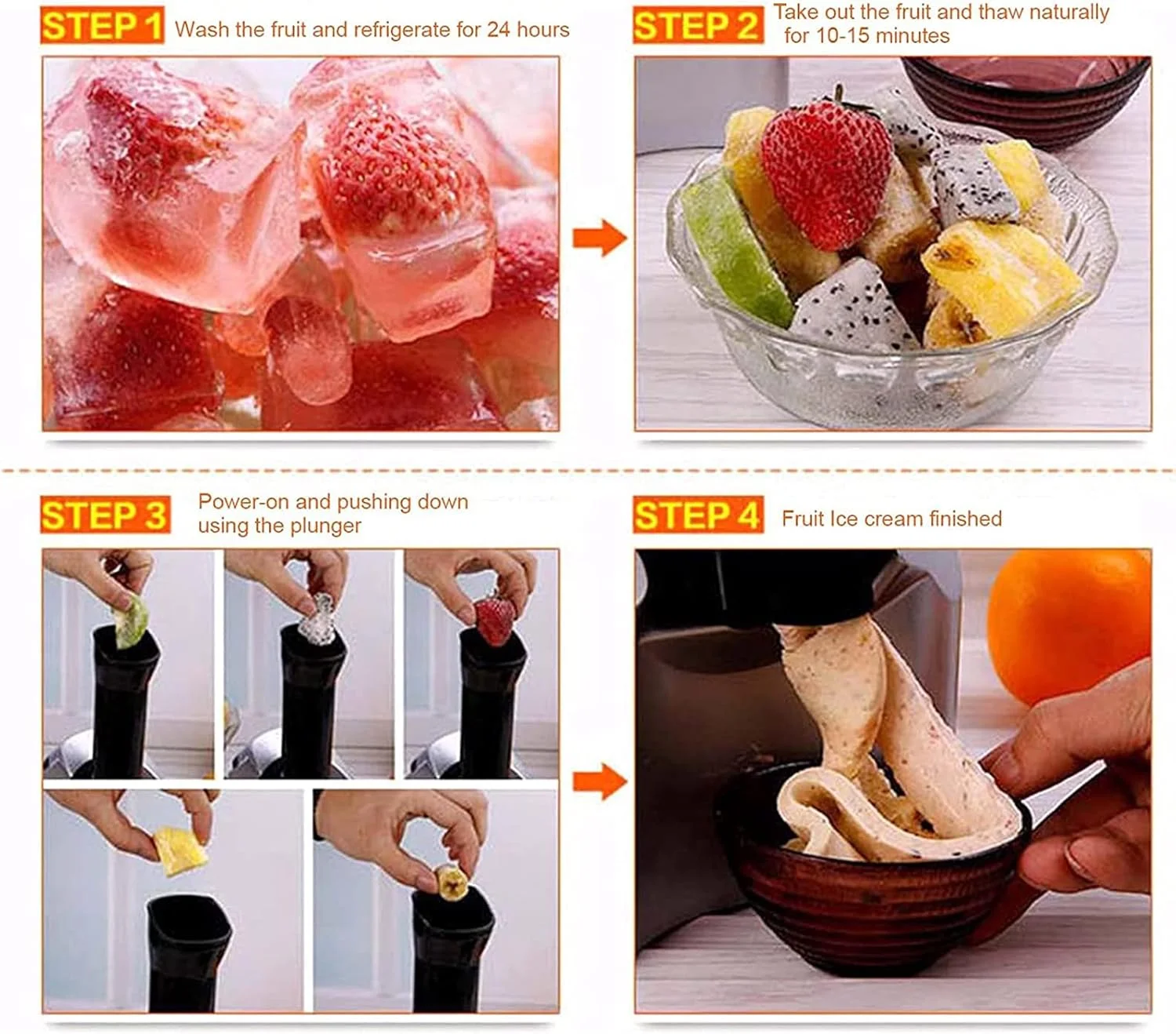 دستگاه بستنی ساز میوه ای یخ زده، شربت ساز نرم و سالم خانگی، اسموتی، ماست یخ زده، بدون BPA، بدون افزودنی و رنگ مصنوعی، دستگاه دسر برای خانه و کودکان دستگاه بستنی ساز میوه ای یخ زده، شربت ساز نرم و سالم خانگی، اسموتی، ماست یخ زده، بدون BPA، بدون افزودنی و رنگ مصنوعی، دستگاه دسر برای خانه و کودکان