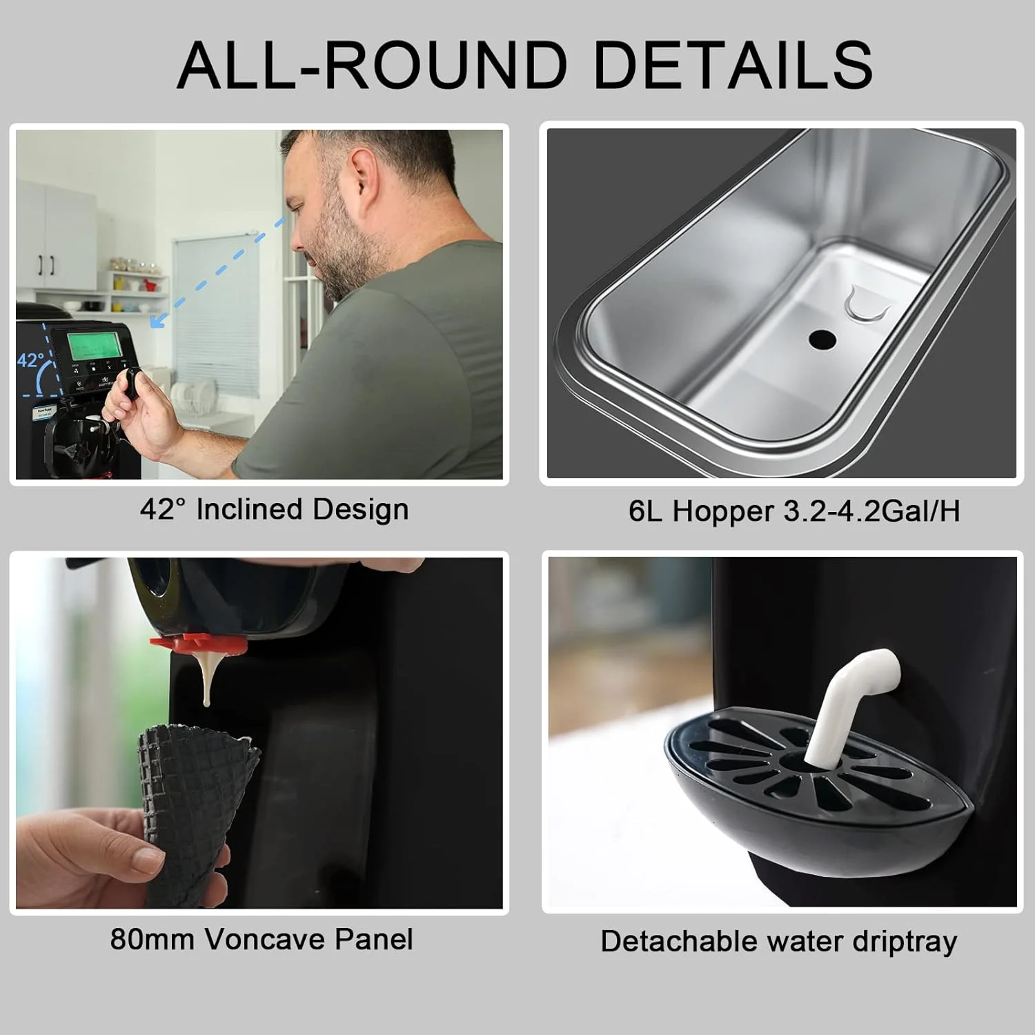 دستگاه بستنی ساز تجاری GSEICE برای مصارف خانگی، دستگاه بستنی ساز نرم با ظرفیت 12 تا 16 لیتر در ساعت با پیش سرد کننده، دستگاه بستنی ساز تک طعم، دستگاه بستنی ساز نرم رومیزی 1050 واتی (مشکی) دستگاه بستنی ساز تجاری GSEICE برای مصارف خانگی، دستگاه بستنی ساز نرم با ظرفیت 12 تا 16 لیتر در ساعت با پیش سرد کننده، دستگاه بستنی ساز تک طعم، دستگاه بستنی ساز نرم رومیزی 1050 واتی (مشکی)