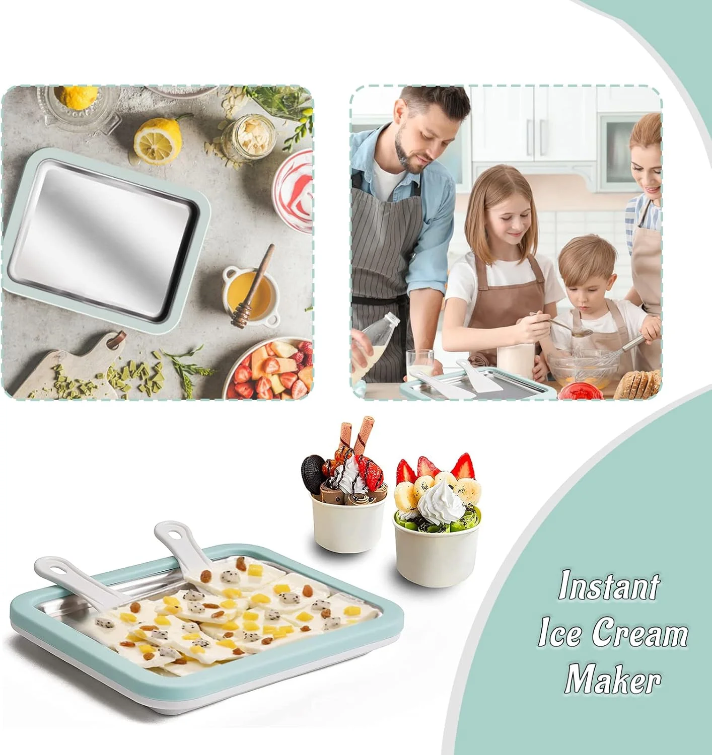 دستگاه بستنی ساز فوری، دستگاه بستنی رولی، صفحه/رول ژلاتو فوری یخ زده، بستنی خانگی DIY برای فعالیت های سرگرم کننده والدین و فرزندان خانواده ها سفید دستگاه بستنی ساز فوری، دستگاه بستنی رولی، صفحه/رول ژلاتو فوری یخ زده، بستنی خانگی DIY برای فعالیت های سرگرم کننده والدین و فرزندان خانواده ها سفید