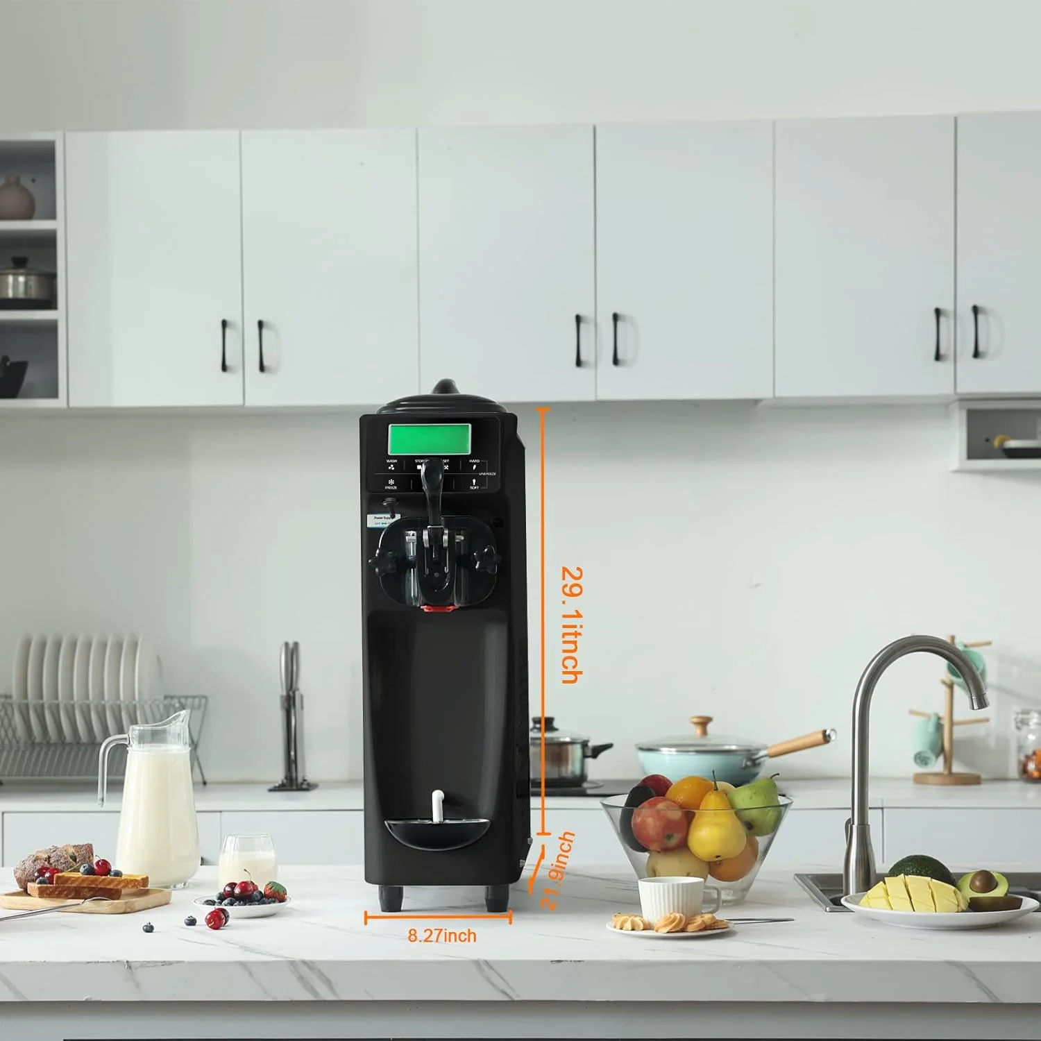 دستگاه بستنی ساز تجاری GSEICE برای مصارف خانگی، دستگاه بستنی ساز نرم با ظرفیت 12 تا 16 لیتر در ساعت با پیش سرد کننده، دستگاه بستنی ساز تک طعم، دستگاه بستنی ساز نرم رومیزی 1050 واتی (مشکی) دستگاه بستنی ساز تجاری GSEICE برای مصارف خانگی، دستگاه بستنی ساز نرم با ظرفیت 12 تا 16 لیتر در ساعت با پیش سرد کننده، دستگاه بستنی ساز تک طعم، دستگاه بستنی ساز نرم رومیزی 1050 واتی (مشکی)