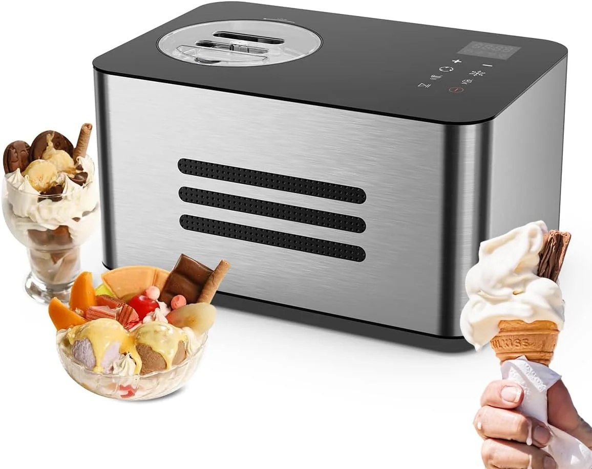 دستگاه بستنی ساز اتوماتیک HYQNG با کمپرسور، دستگاه بستنی ساز 1.5 لیتری برای خانه با صفحه نمایش LCD، دستگاه بستنی ساز کمپرسور دار، دستگاه خنک کننده برای کودکان، خانه، تعطیلات دستگاه بستنی ساز اتوماتیک HYQNG با کمپرسور، دستگاه بستنی ساز 1.5 لیتری برای خانه با صفحه نمایش LCD، دستگاه بستنی ساز کمپرسور دار، دستگاه خنک کننده برای کودکان، خانه، تعطیلات