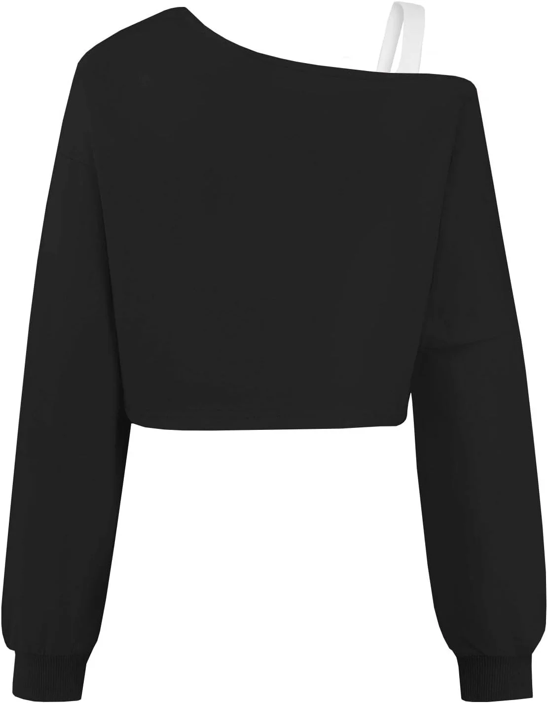 سویشرت دخترانه یقه باز ایکولالا، آستین بلند، تاپ کوتاه زیبا، نامتقارن