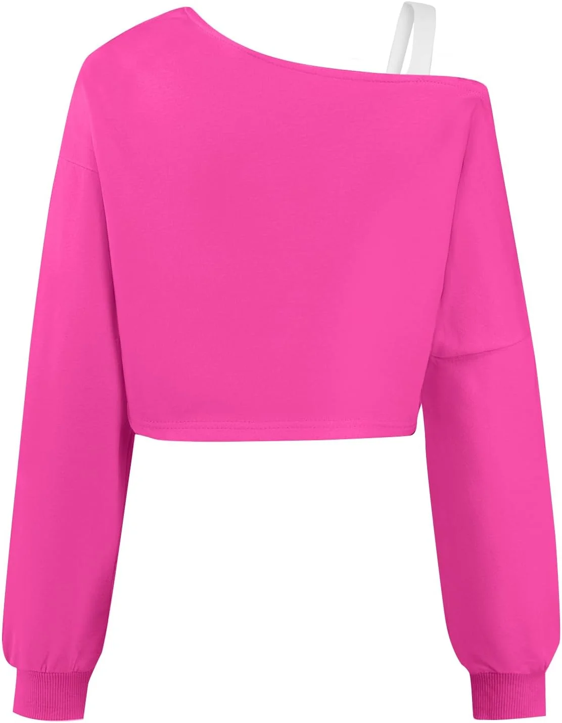 سویشرت دخترانه آستین بلند یقه باز اکولالا، تاپ نیم تنه فانتزی نامتقارن