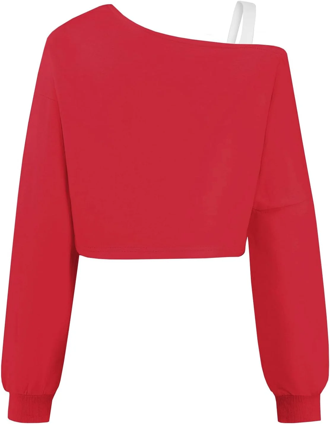 سویشرت دخترانه یقه باز اکولالا، آستین بلند، تاپ کوتاه و نامتقارن