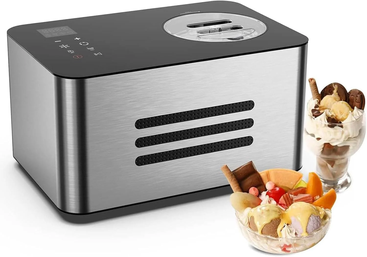 دستگاه بستنی ساز اتوماتیک GHRERTX با کمپرسور، بستنی ساز 1.5 لیتری خانگی با نمایشگر LCD، دستگاه بستنی ساز کمپرسوری، دستگاه خنک کننده برای کودکان، خانه، تعطیلات دستگاه بستنی ساز اتوماتیک GHRERTX با کمپرسور، بستنی ساز 1.5 لیتری خانگی با نمایشگر LCD، دستگاه بستنی ساز کمپرسوری، دستگاه خنک کننده برای کودکان، خانه، تعطیلات