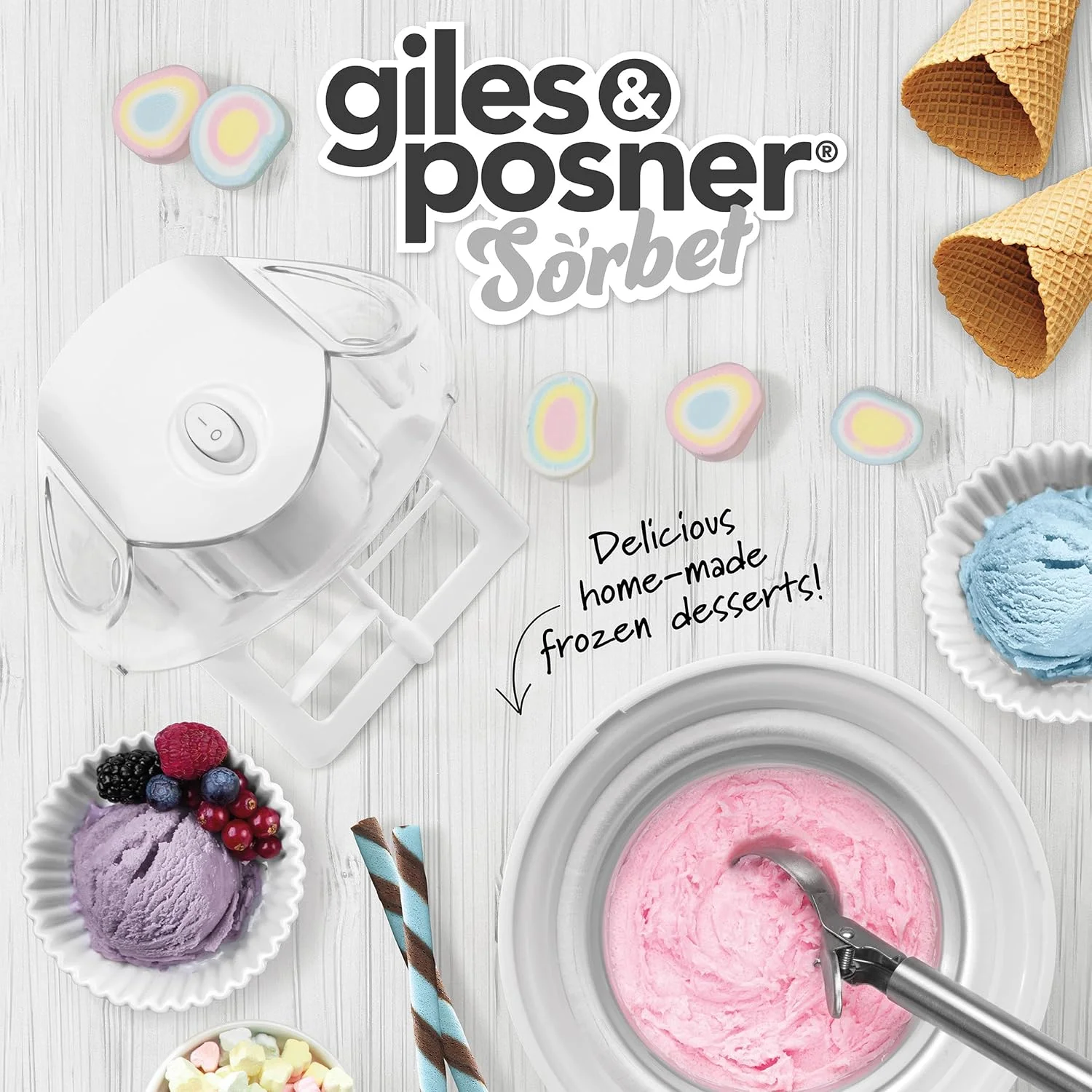 دستگاه بستنی ساز و سوربت ساز 0.5 لیتری Giles & Posner آبی دستگاه بستنی ساز و سوربت ساز 0.5 لیتری Giles & Posner آبی