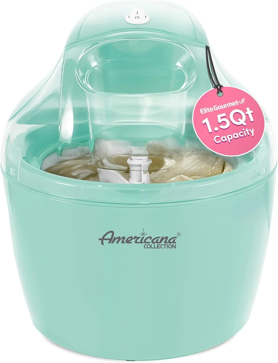 دستگاه بستنی ساز اتوماتیک 1.5 لیتری Elite Gourmet Americana Collection مدل EIM-1432M، مناسب برای تهیه بستنی یخی، ماست یخ زده، سوربت، ژله، همراه با دستور العمل ها، نعنایی دستگاه بستنی ساز اتوماتیک 1.5 لیتری Elite Gourmet Americana Collection مدل EIM-1432M، مناسب برای تهیه بستنی یخی، ماست یخ زده، سوربت، ژله، همراه با دستور العمل ها، نعنایی