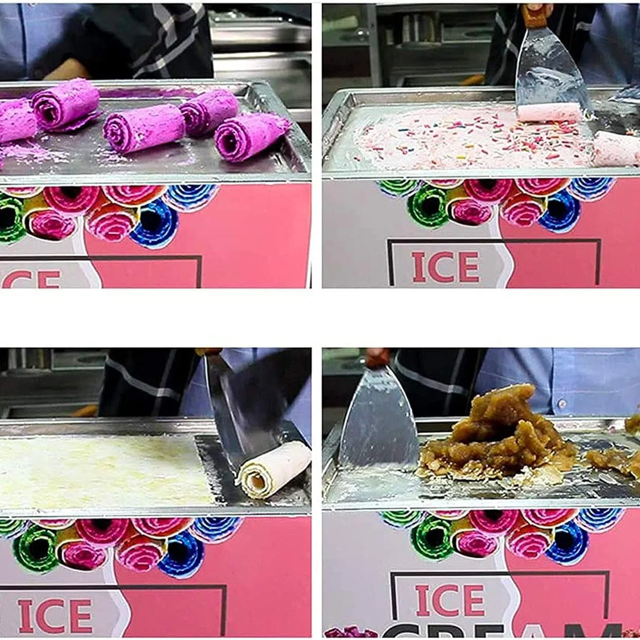 دستگاه بستنی رولی ماست سرخ شده برقی، دستگاه ماست خامه ای سرخ شده 330 واتی، با 2 عدد کاردک بستنی، بستنی رولی خانگی آسان، برای کافه ها و مغازه های دسر دستگاه بستنی رولی ماست سرخ شده برقی، دستگاه ماست خامه ای سرخ شده 330 واتی، با 2 عدد کاردک بستنی، بستنی رولی خانگی آسان، برای کافه ها و مغازه های دسر