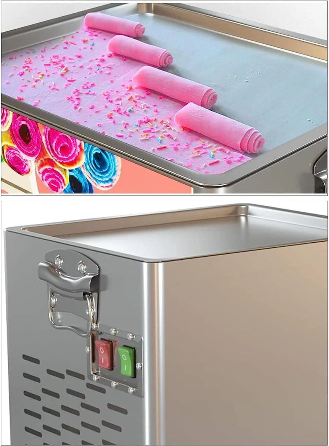 دستگاه بستنی رولی ماست سرخ شده برقی، دستگاه ماست خامه ای سرخ شده 330 واتی، با 2 عدد کاردک بستنی، بستنی رولی خانگی آسان، برای کافه ها و مغازه های دسر دستگاه بستنی رولی ماست سرخ شده برقی، دستگاه ماست خامه ای سرخ شده 330 واتی، با 2 عدد کاردک بستنی، بستنی رولی خانگی آسان، برای کافه ها و مغازه های دسر