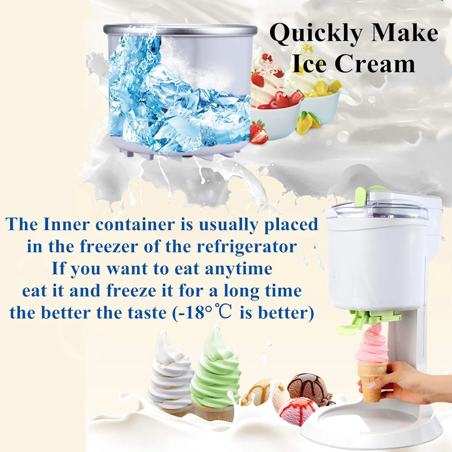 دستگاه بستنی ساز تمام اتوماتیک FMXYMC، دستگاه مینی بستنی قیفی، دستگاه بستنی میوه ای، برای بستنی نرم، ژلاتو، اسموتی، یخ در بهشت، ماست لبنی منجمد دستگاه بستنی ساز تمام اتوماتیک FMXYMC، دستگاه مینی بستنی قیفی، دستگاه بستنی میوه ای، برای بستنی نرم، ژلاتو، اسموتی، یخ در بهشت، ماست لبنی منجمد