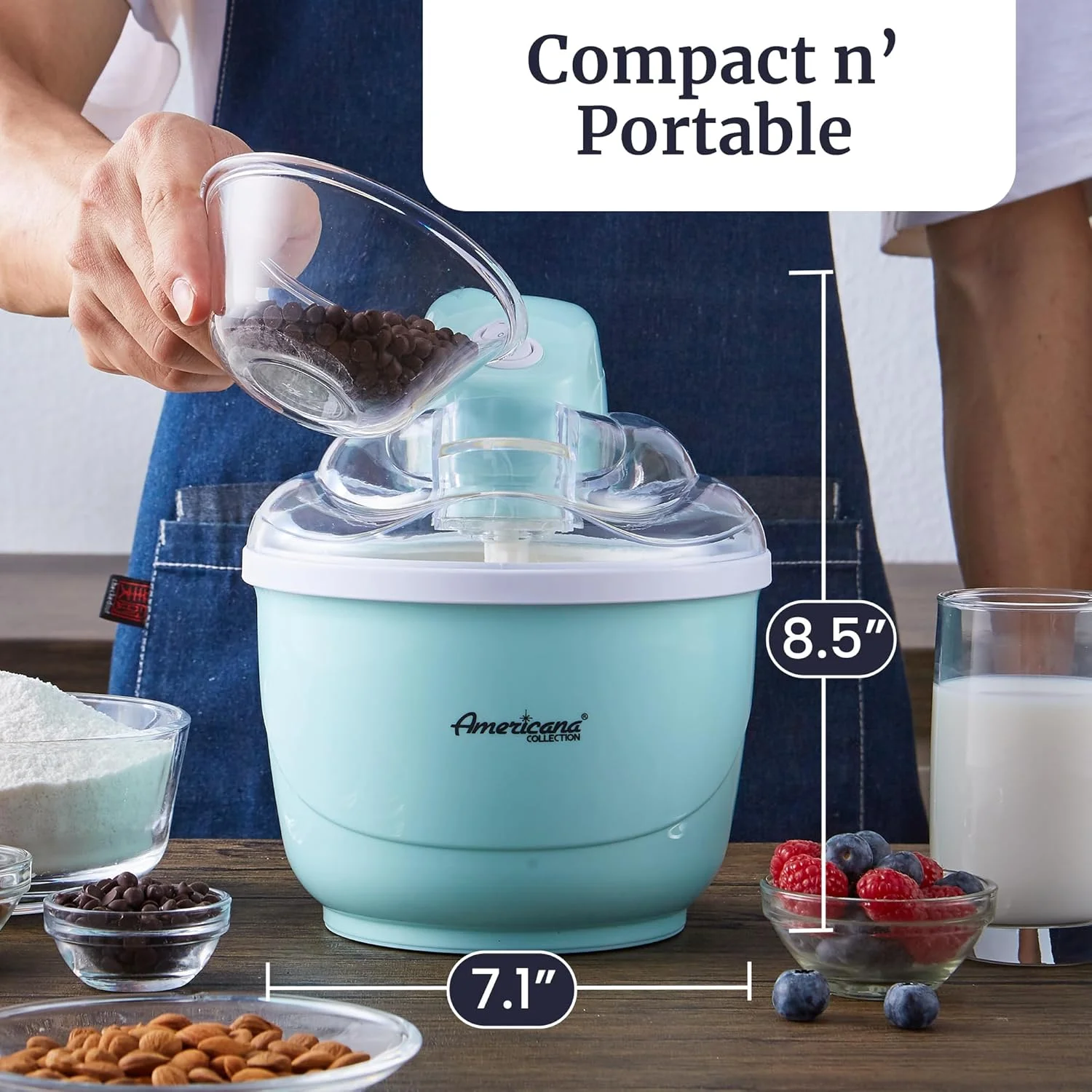 دستگاه بستنی ساز اتوماتیک 1 کوارت Elite Gourmet Americana Collection Elite EIM520M، بستنی یخی خانگی، سوربت، ژله، دستور العمل ها، نعناع دستگاه بستنی ساز اتوماتیک 1 کوارت Elite Gourmet Americana Collection Elite EIM520M، بستنی یخی خانگی، سوربت، ژله، دستور العمل ها، نعناع