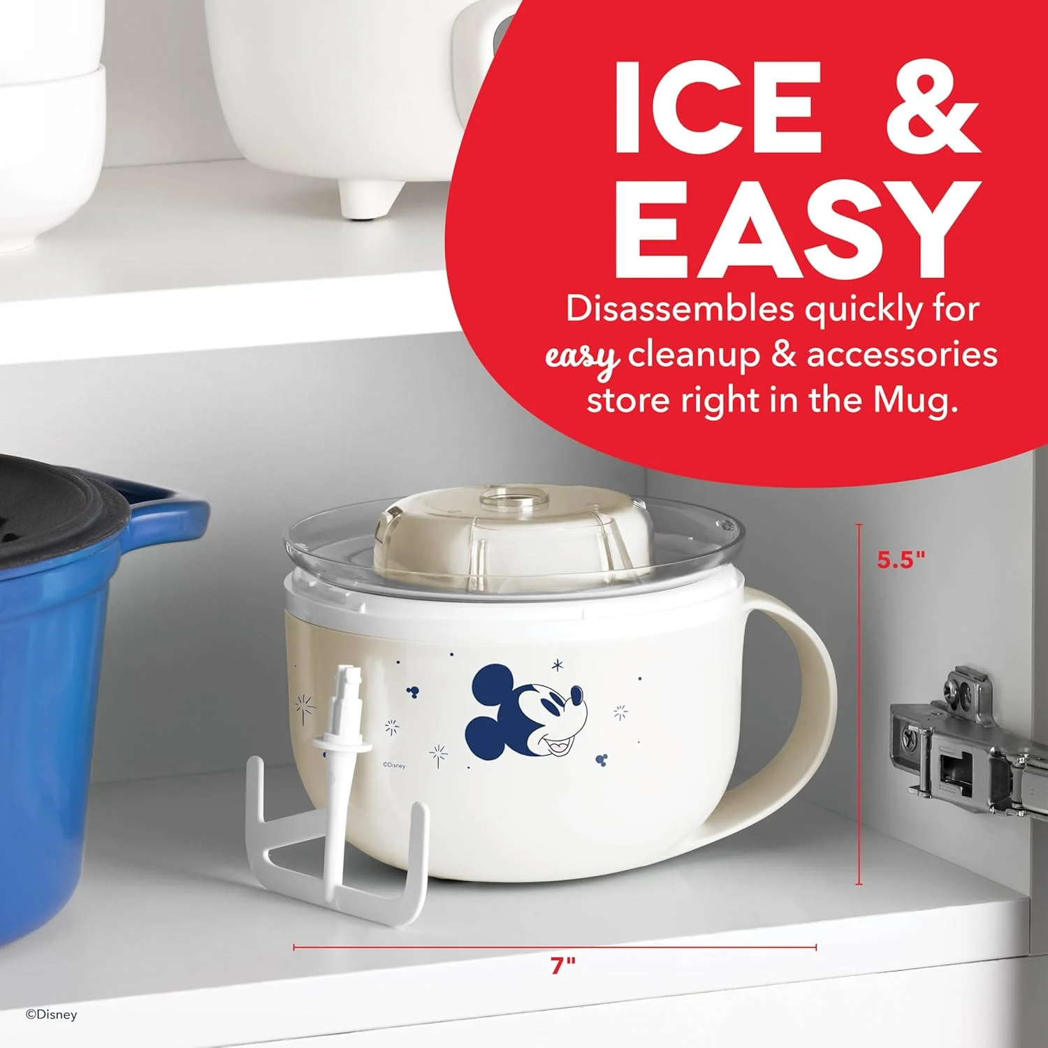 دستگاه بستنی ساز دیزنی | Dash My Mug، میکی و مینی (1 موتور + 1 پارو + 2 کاسه) دستگاه بستنی ساز دیزنی | Dash My Mug، میکی و مینی (1 موتور + 1 پارو + 2 کاسه)