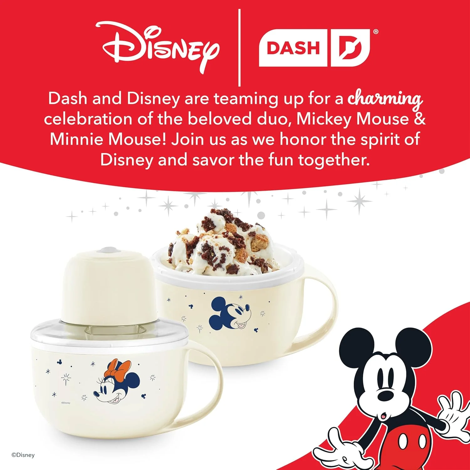 دستگاه بستنی ساز دیزنی | Dash My Mug، میکی و مینی (1 موتور + 1 پارو + 2 کاسه) دستگاه بستنی ساز دیزنی | Dash My Mug، میکی و مینی (1 موتور + 1 پارو + 2 کاسه)