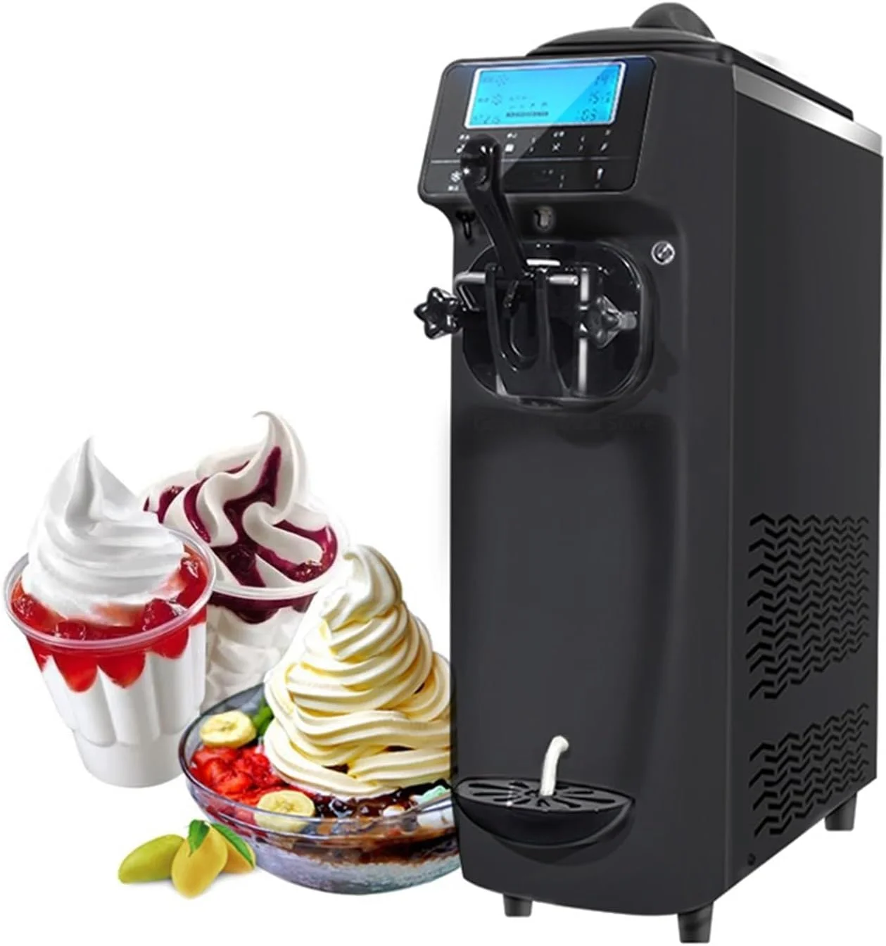 دستگاه بستنی ساز دیشنگژن، تک نازله، دستگاه بستنی ساز نرم با صفحه نمایش LCD و تایمر، دستگاه بستنی ساز تجاری مناسب برای مغازه اسنک تابستانی، کافه، دستگاه بستنی ساز رومیزی