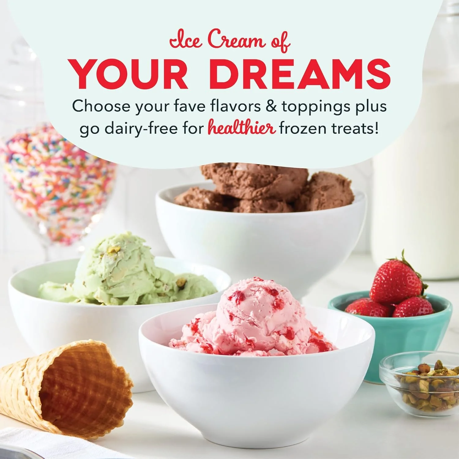 دستگاه بستنی ساز و ژلاتو ساز دولوکس دش، 2 کوارت - آبی دستگاه بستنی ساز و ژلاتو ساز دولوکس دش، 2 کوارت - آبی