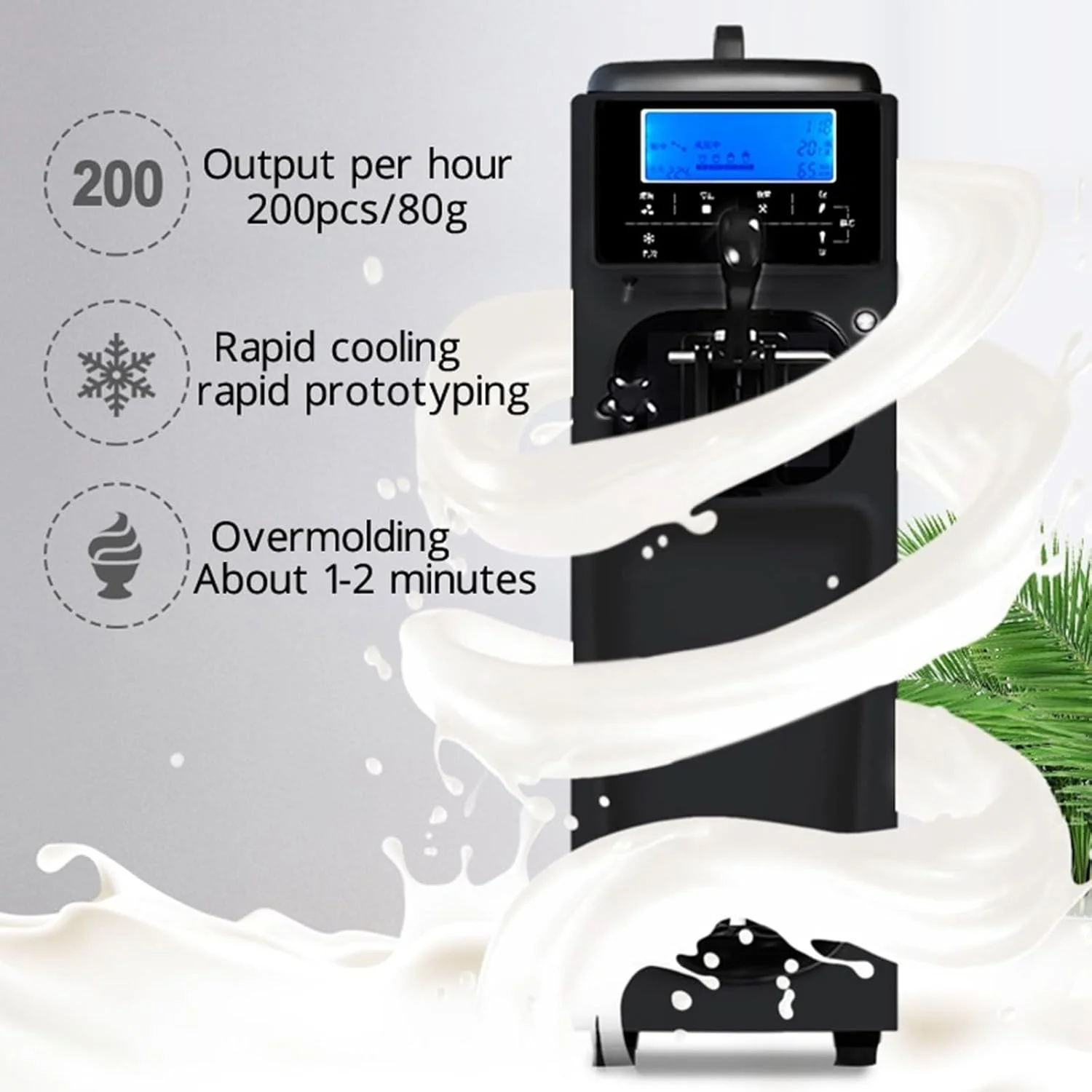دستگاه بستنی ساز DISHENGZHEN، تک نازله، دستگاه بستنی ساز نرم با صفحه نمایش LCD و تایمر، دستگاه بستنی ساز تجاری مناسب برای مغازه اسنک فروشی تابستانی، کافه، دستگاه بستنی ساز رومیزی دستگاه بستنی ساز DISHENGZHEN، تک نازله، دستگاه بستنی ساز نرم با صفحه نمایش LCD و تایمر، دستگاه بستنی ساز تجاری مناسب برای مغازه اسنک فروشی تابستانی، کافه، دستگاه بستنی ساز رومیزی