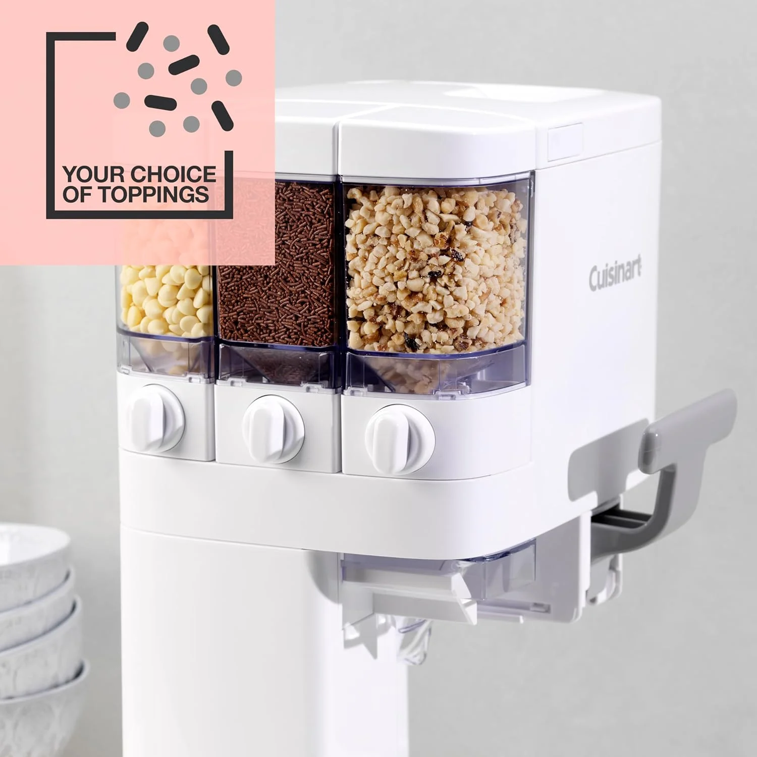 دستگاه بستنی ساز قیفی Cuisinart ICE48U - دستگاه بستنی ساز خانگی آسان با پخش کننده تاپینگ، کاملا اتوماتیک - فقط کافیست مواد مورد علاقه خود را اضافه کنید - ظرفیت 1.42 لیتر