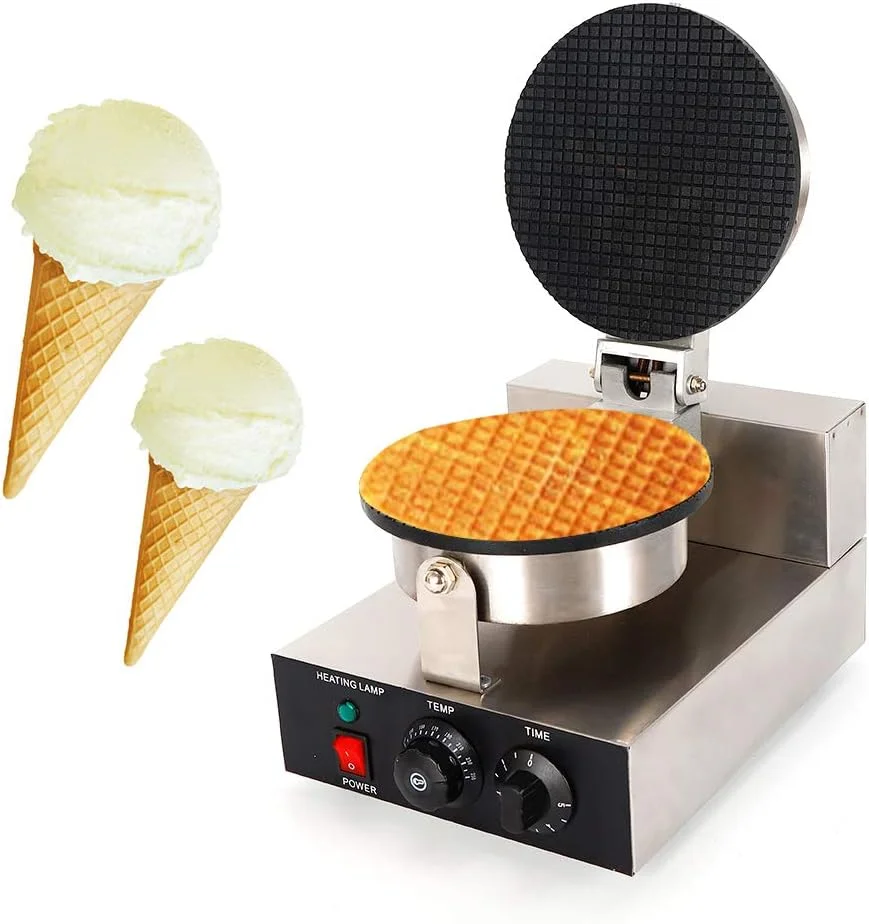 دستگاه بستنی قیفی ساز تجاری COOLBABY 220V 1000W، دستگاه پخت نان بستنی قیفی خانگی، دستگاه وافل ساز بستنی قیفی برقی