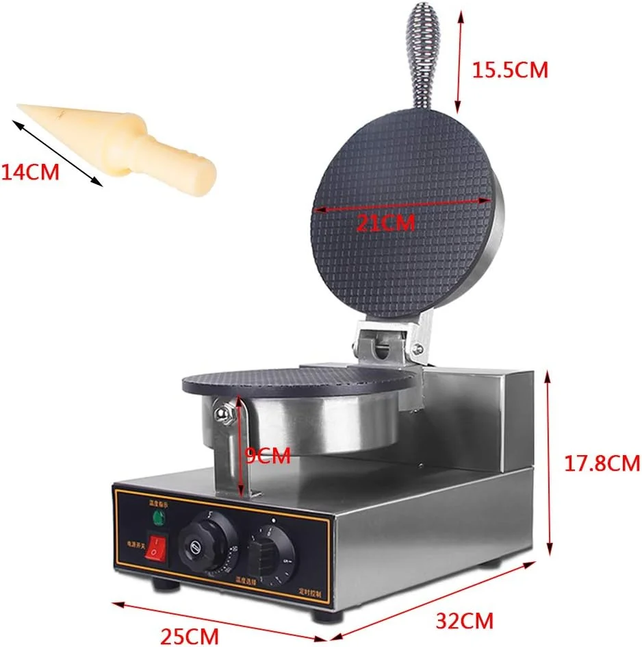 دستگاه بستنی قیفی ساز تجاری COOLBABY 220V 1000W، دستگاه پخت نان بستنی قیفی خانگی، دستگاه وافل ساز بستنی قیفی برقی