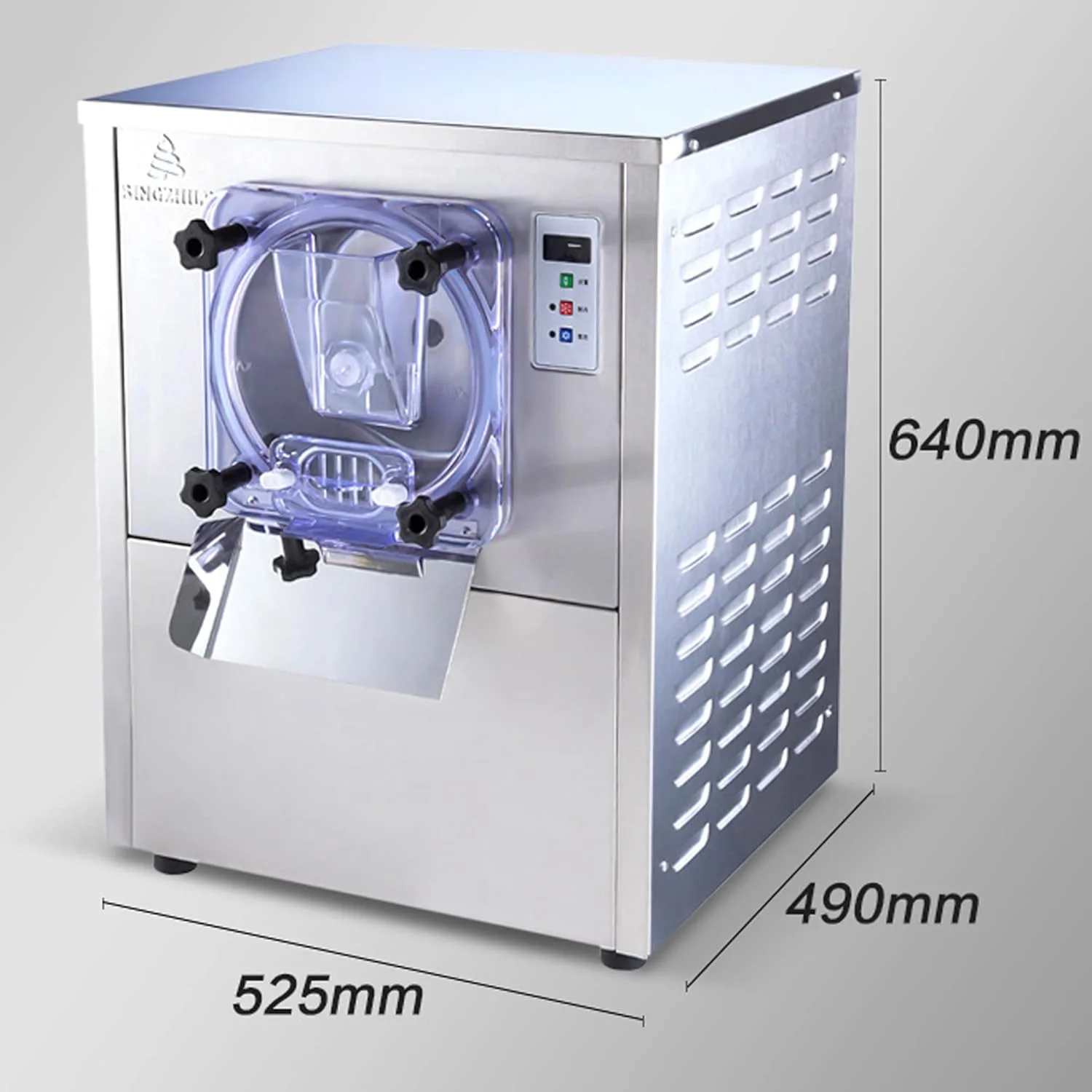 دستگاه بستنی ساز، دستگاه بستنی ساز رومیزی تجاری، دستگاه بستنی ساز قیفی استیل با طعم های مختلف، دستگاه بستنی ساز نرم با 3 طعم، بستنی نرم خوشمزه درست می کند، 18 لیتر در ساعت، 1200 وات