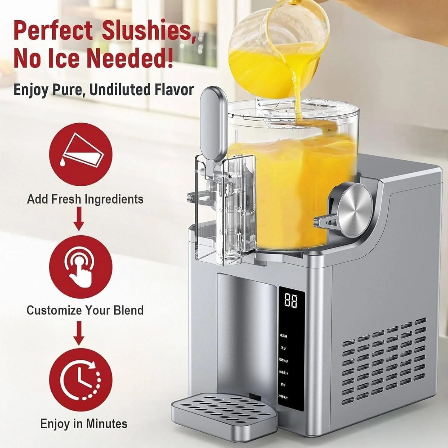 دستگاه یخ در بهشت ساز تجاری، دستگاه بستنی ساز نرم، دستگاه یخمک ساز 2 لیتری، دستگاه تهیه نوشیدنی خنک کننده منجمد، بدون نیاز به یخ، 5 برنامه از پیش تعیین شده، تمیز کردن آسان برای خانه، کافه ها، رستوران ها، آبمیوه، بار دستگاه یخ در بهشت ساز تجاری، دستگاه بستنی ساز نرم، دستگاه یخمک ساز 2 لیتری، دستگاه تهیه نوشیدنی خنک کننده منجمد، بدون نیاز به یخ، 5 برنامه از پیش تعیین شده، تمیز کردن آسان برای خانه، کافه ها، رستوران ها، آبمیوه، بار