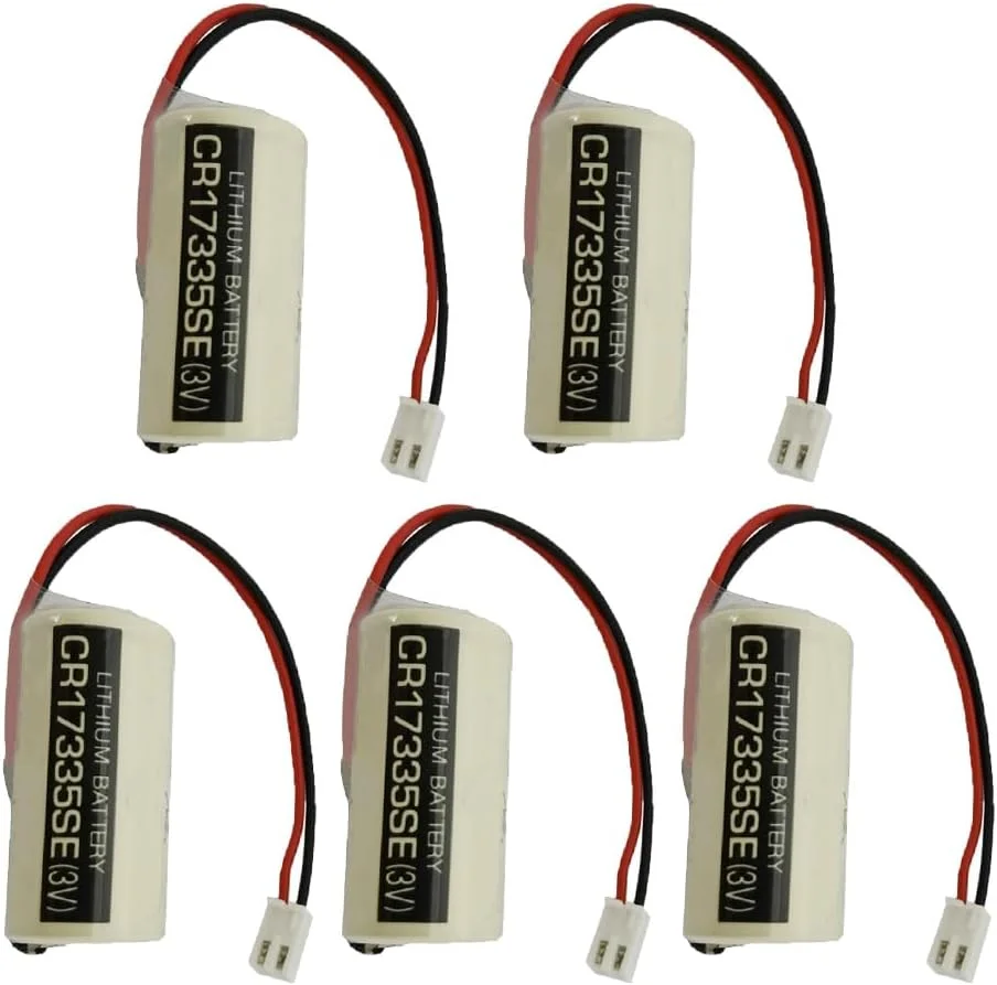 JINGMM بسته 5 عددی باتری لیتیومی غیر قابل شارژ CR17335SE 3V 1800mAh سایز 2/3A برای کاربردهای صنعتی و حافظه با پلاگ سفید