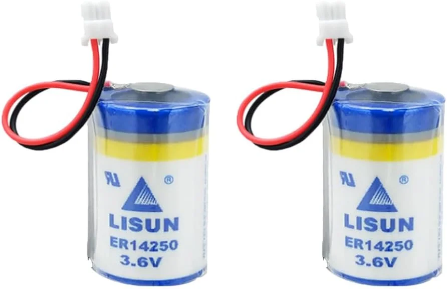JINGMM 2 عدد باتری لیتیومی ER14250 3.6V 1200mAh سایز 1/2AA برای LISUN ER14250 Delta Programmer DVP-80EH با پلاگ سفید