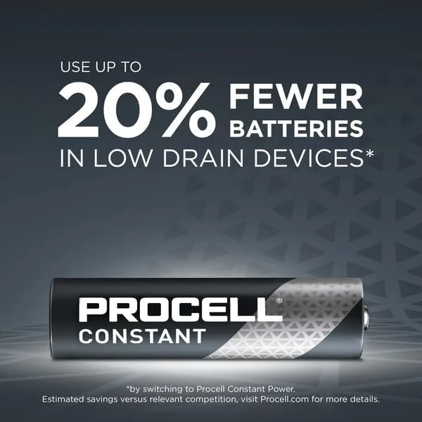 باتری قلمی کوچک دوراسل Procell AAA بسته 50 عددی (5 بسته بلیستر 10 تایی) 50 باتری (LR03/Mini Stilo/Micro)