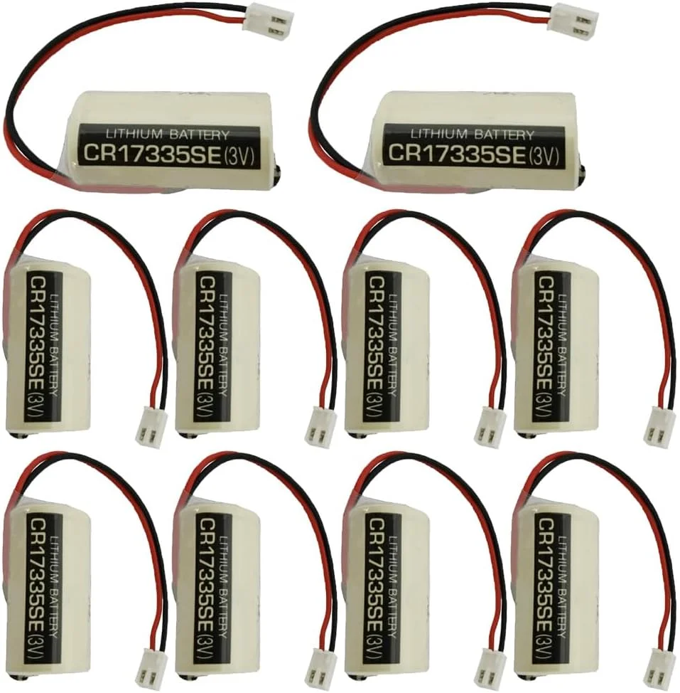 JINGMM بسته 10 عددی باتری لیتیومی غیر قابل شارژ CR17335SE 3V 1800mAh سایز 2/3A برای کاربردهای صنعتی و حافظه با پلاگ سفید