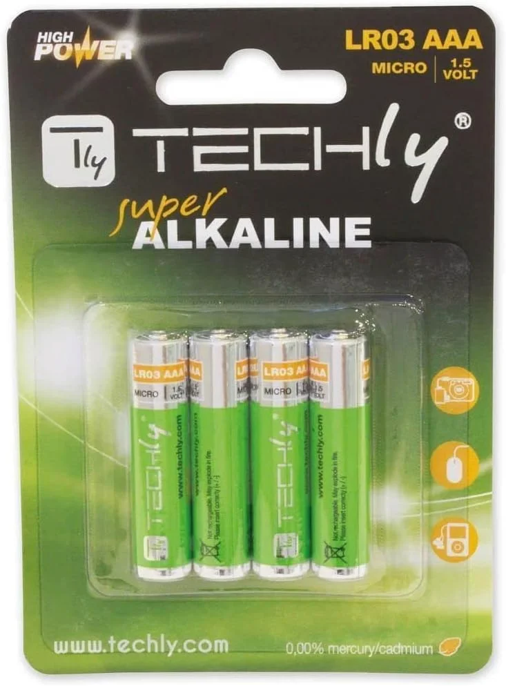 باتری آلکالاین Techly LR03 AAA 1.5V - باتری ها (آلکالاین، استوانه ای، AAA، چندتایی، بلیستر)