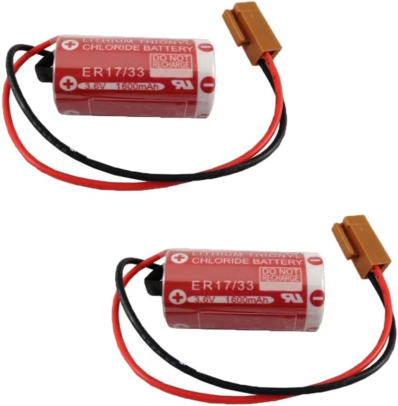 JINGMM 2 عدد باتری ER17/33 3.6V 1600mAh 2/3A PLC غیر قابل شارژ برای کنترل صنعتی با پلاگ قهوه ای