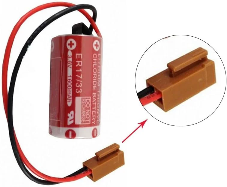 JINGMM 2 عدد باتری ER17/33 3.6V 1600mAh 2/3A PLC غیر قابل شارژ برای کنترل صنعتی با پلاگ قهوه ای
