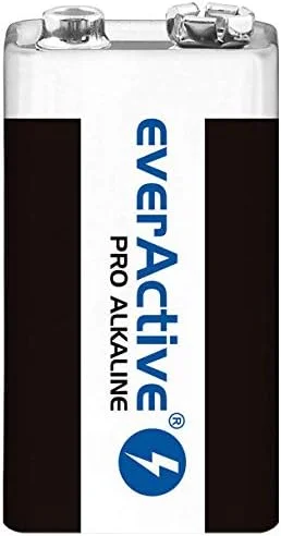 باتری کتابی 9 ولت EverActive یک عددی Pro Alkaline Block 6LR61 6F22 با بالاترین عملکرد و ماندگاری 5 ساله - بسته بندی تکی