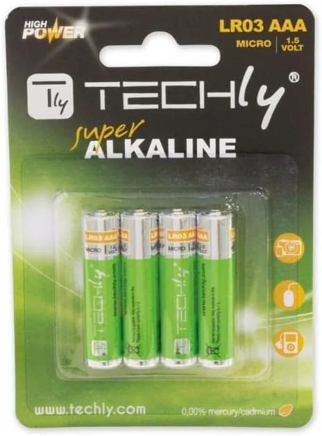 باتری آلکالاین Techly LR03 AAA 1.5V - باتری ها (آلکالاین، استوانه ای، AAA، چندتایی، بلیستر)