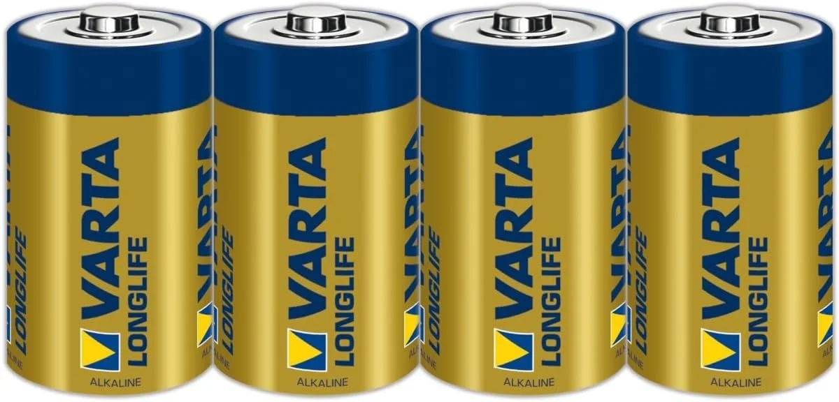 باتری های آلکالاین VARTA Longlife D Mono LR20 (بسته 4 عددی) - ساخت آلمان - ایده آل برای کنترل از راه دور، رادیو، ساعت زنگ دار و ساعت