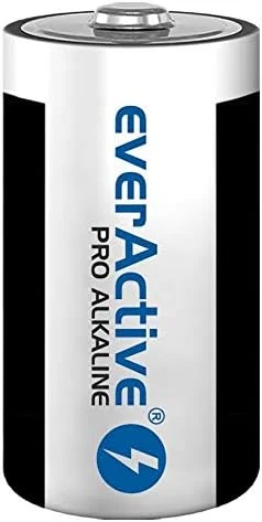 باتری قلمی بزرگ (D) آلکالاین everActive مدل Pro بسته 2 عددی LR20 R20 1.5V با بالاترین عملکرد و ماندگاری 10 ساله - 1 کارت بلیستر
