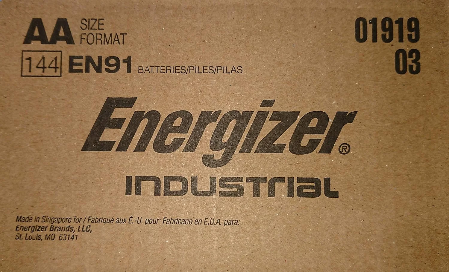 باتری های آلکالاین صنعتی Energizer EN91، سایز AA (جعبه 144 عددی) - ساخت ایالات متحده آمریکا یا سنگاپور