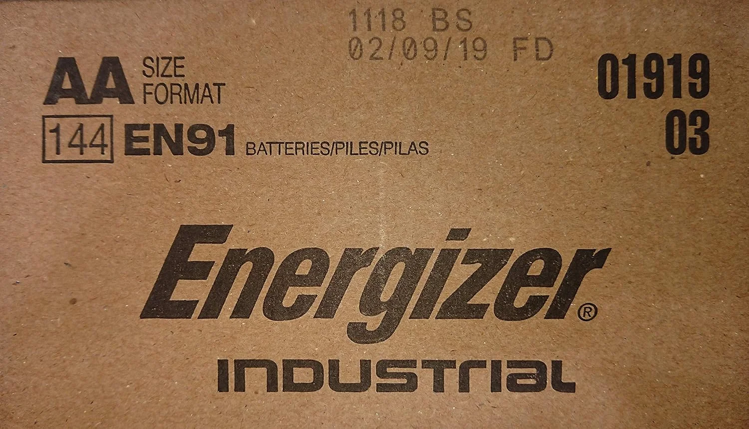 باتری های آلکالاین صنعتی Energizer EN91، سایز AA (جعبه 144 عددی) - ساخت ایالات متحده آمریکا یا سنگاپور