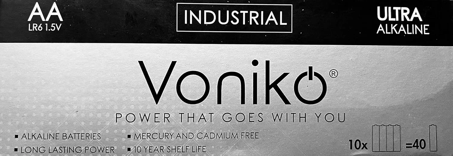 باتری های قلمی AA با کیفیت عالی VONIKO - صنعتی و سنگین - بسته 40 عددی - ماندگاری فوق العاده طولانی، ضد نشت 1.5 ولت - ماندگاری 10 ساله باتری های قلمی AA با کیفیت عالی VONIKO - صنعتی و سنگین - بسته 40 عددی - ماندگاری فوق العاده طولانی، ضد نشت 1.5 ولت - ماندگاری 10 ساله