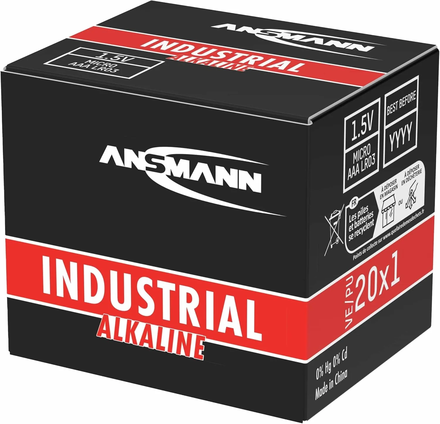 باتری های آلکالاین Ansmann AAA صنعتی 1501-0004 (20 عدد باتری میکرو AAA LR03، 1.5 ولت، ظرفیت: 1200mAh)