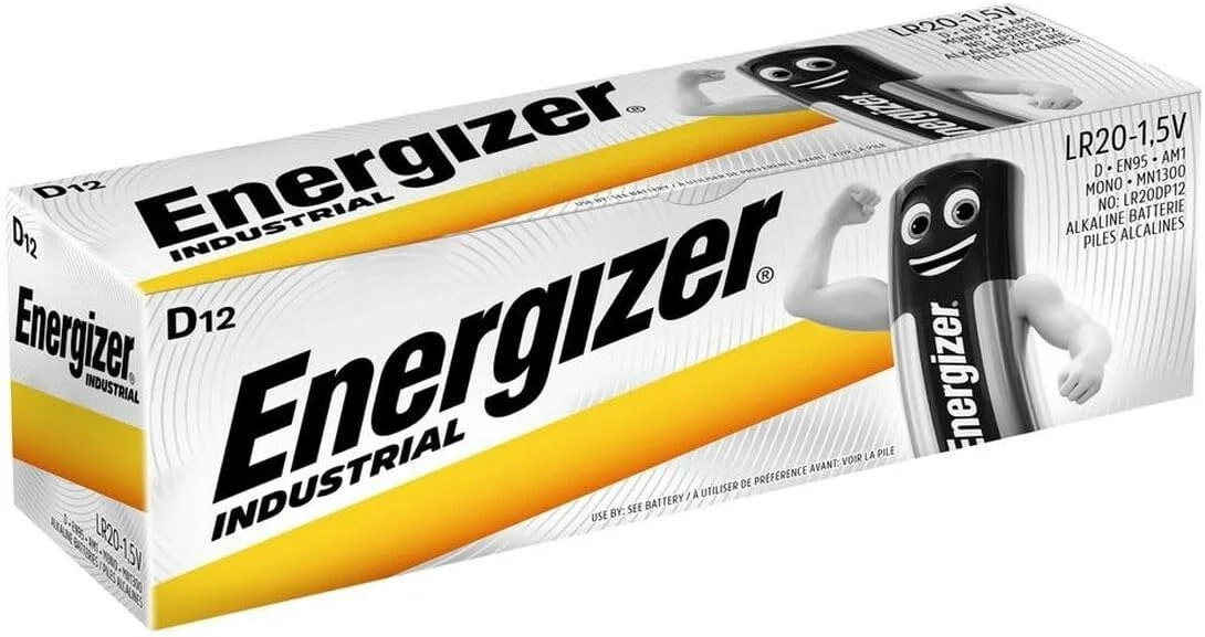 باتری آلکالاین سایز D یکبار مصرف صنعتی Energizer 636108 (بسته 12 عددی)