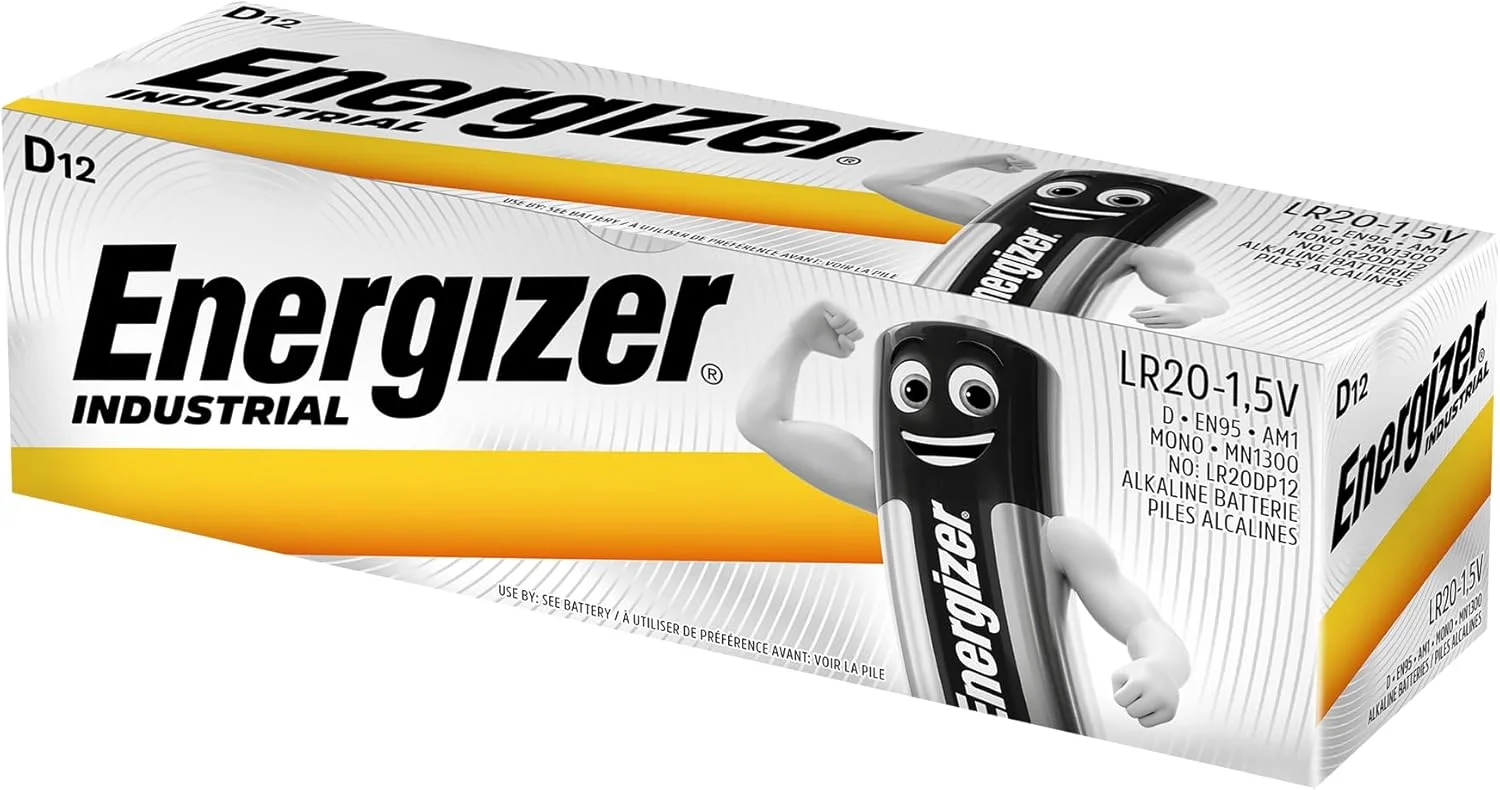 باتری صنعتی Energizer با عمر طولانی LR20 1.5V D Ref 623865 [بسته 12 عددی]