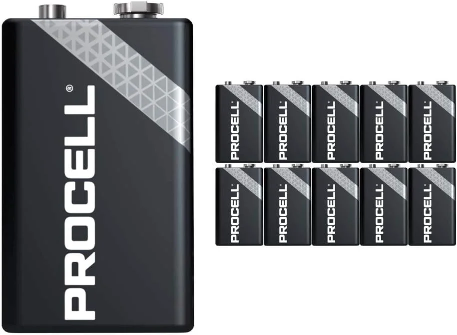 بسته 10 عددی باتری 9 ولت Duracell Procell | باتری آلکالاین صنعتی 9 ولت | مناسب برای خانه یا محل کار | بسته تبلیغاتی خوشبو کننده هوا خودرو | قدرت ماندگار و قابل اعتماد